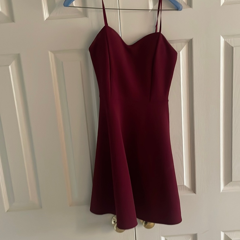 Dark maroon fit and flare mini dress